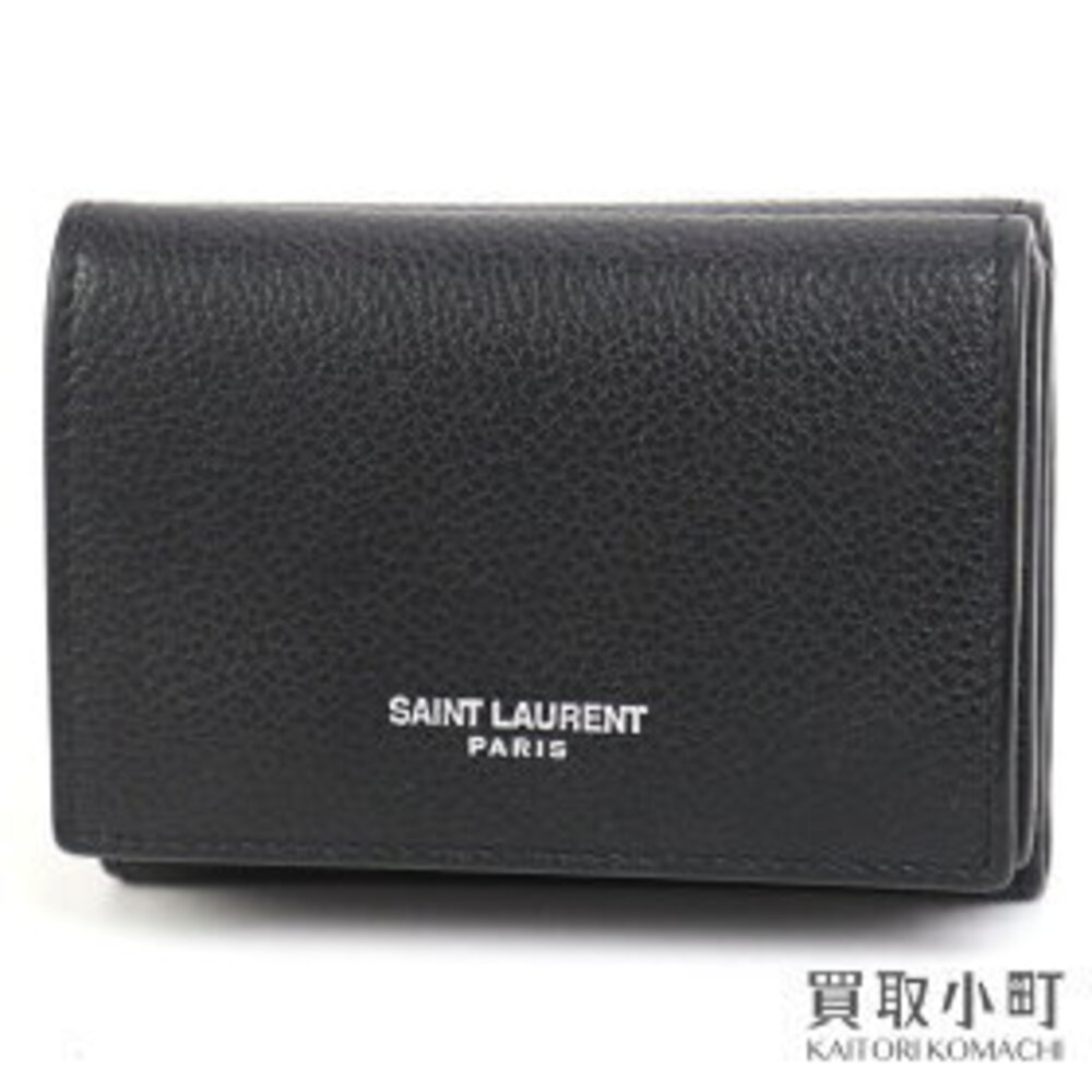 YSL Wallet Black Grained Leather